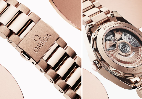 Omega introduces the new Replica Seamaster Aqua Terra Shades 18K gold watch.
